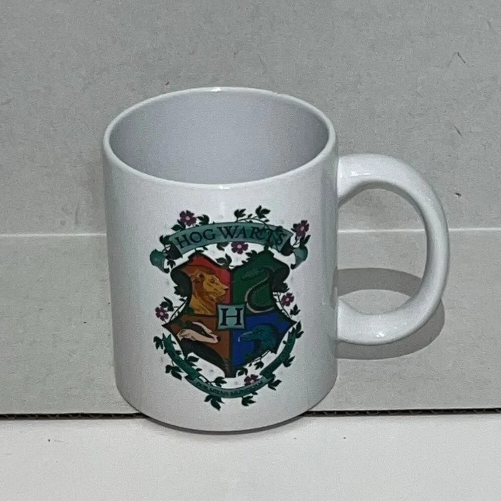 Modern Gourmet Foods White Ceramic Flora and Fauna Herbology‎ Hogwarts Crest Mug